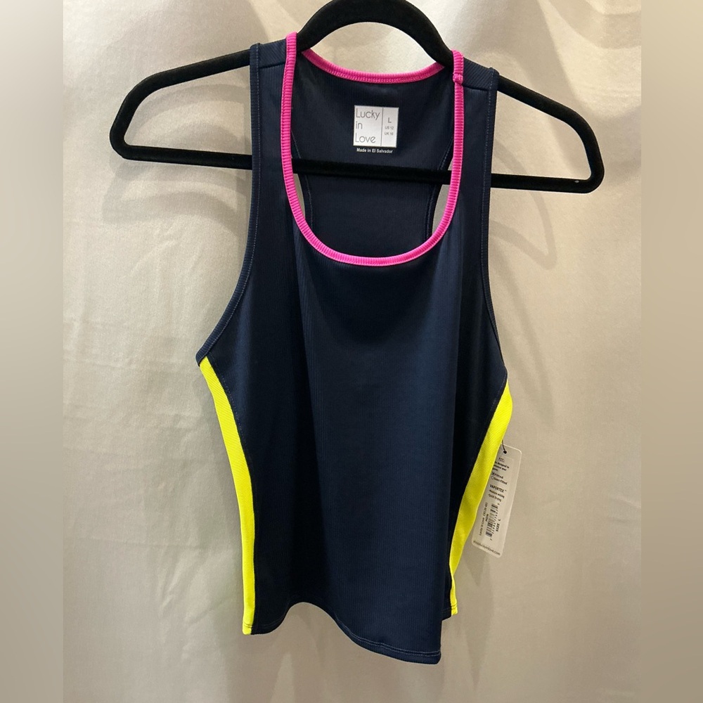 Lucky in Love Racer Rib Tank Midnight